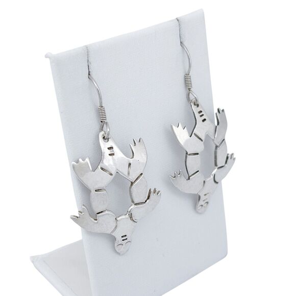 Vintage Mexico Taxco Sterling Silver 925 Turtle Dangle Earrings - Picture 3 of 8